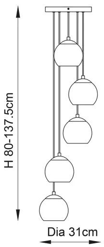 Endon 91972 - DIMPLE kábeles csillár 5xE14/7W/230V arany/füstös bézs