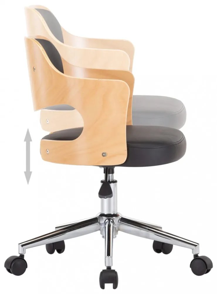 4 db fekete hajlított fa és műbőr forgó étkezőszék