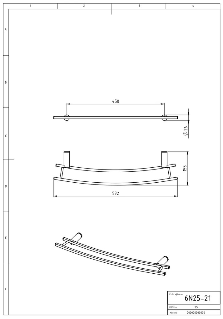 Novaservis - Dupla tartó fűtőlétrához 600 mm Metalia 2 króm, 6225 / 1.0