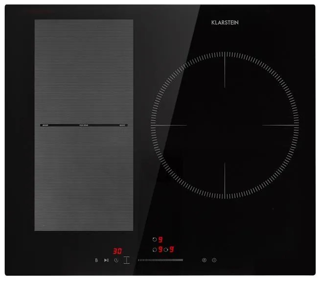 Klarstein Delicatessa 3 Flex, indukciós főzőlap, 6600 W, 3 zóna, üvegkerámia, fekete