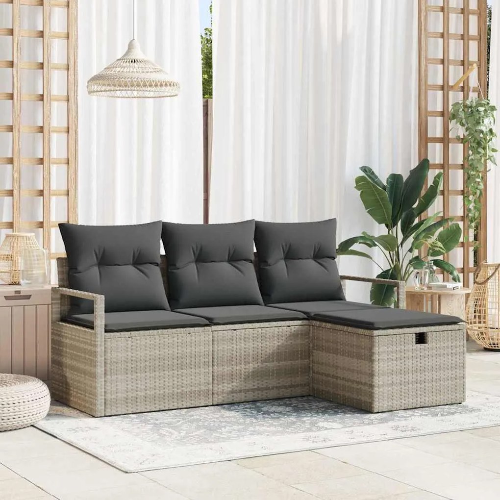 Kerti Kanapé Szett 4 pcs Világosszürke 175 x 117 x 85 cm
