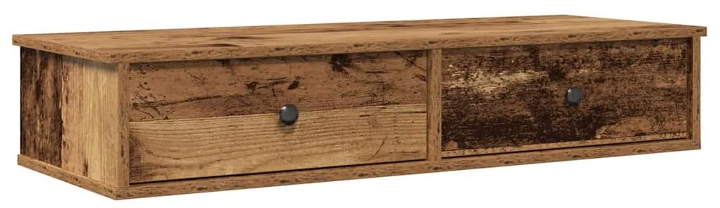 antik fa szerelt fa falipolc fiókokkal 100 x 37,5 x 19 cm
