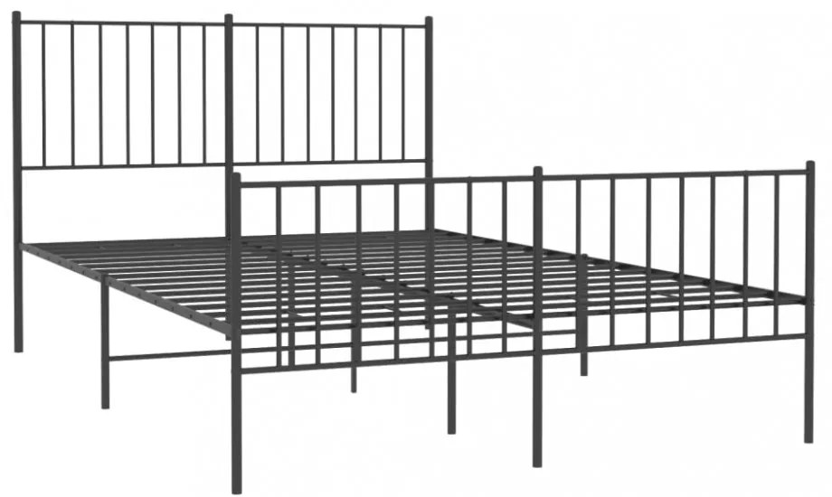 fekete fém ágykeret fej- és lábtámlával 120 x 200 cm