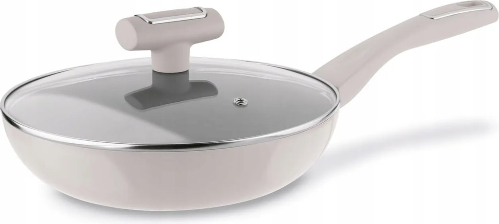 Indukciós serpenyő üveg fedővel tapadásmentes bevonattal szürke 20cm