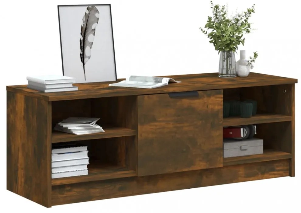 füstös tölgyszínű szerelt fa TV-szekrény 102 x 35,5 x 36,5 cm