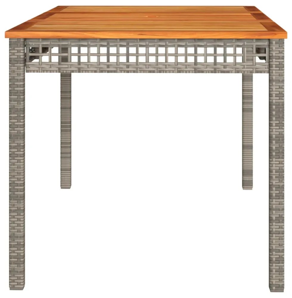 szürke polyrattan és akácfa kerti asztal 140 x 80 x 75 cm