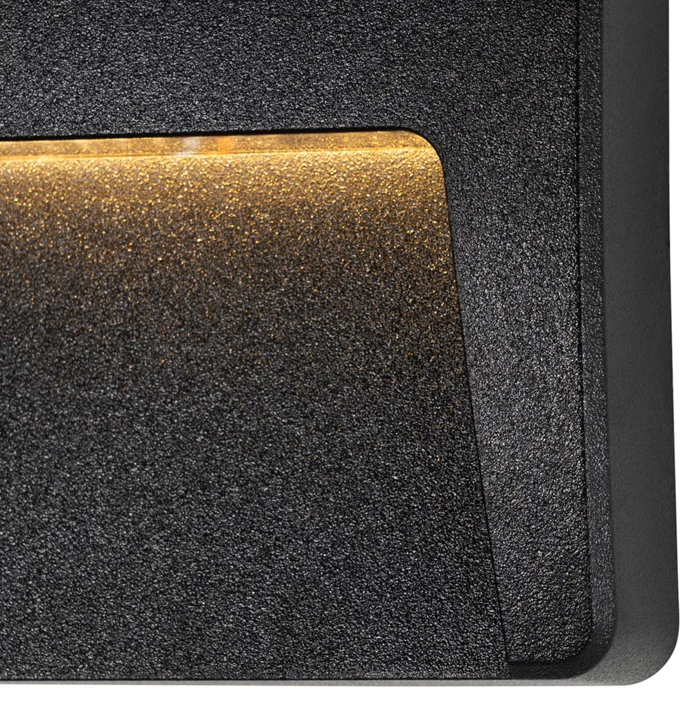 6 db-os kültéri fali lámpa szett fekete négyzet alakú, LED-es IP65 - Gem