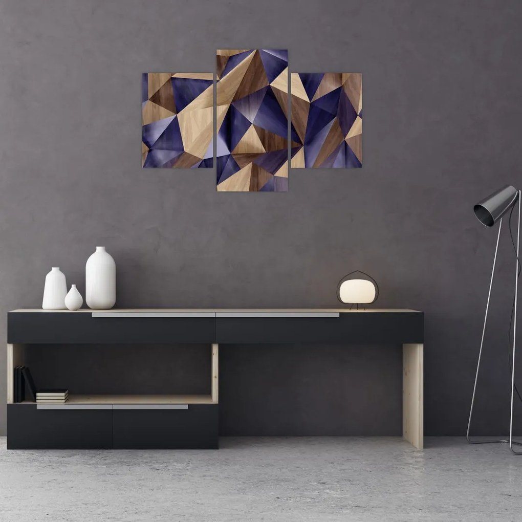 Kép - 3D fa háromszögek (90x60 cm)