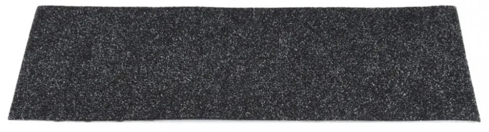 15 db fekete négyszögletes öntapadó lépcsőszőnyeg 60 x 25 cm