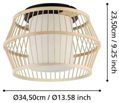 Eglo 390232 - Mennyezeti lámpa MONTERROSO 1xE27/40W/230V bambusz