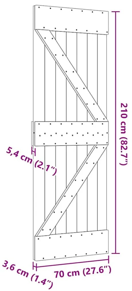 NARVIK tömör fenyőfa ajtó 70 x 210 cm