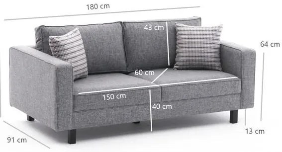 Kétszemélyes kanapé Kale Linen - Szürke