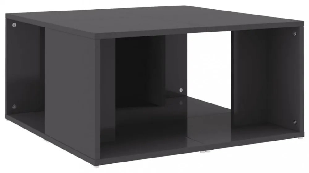 4 db magasfényű szürke szerelt fa dohányzóasztal 33x33x33 cm