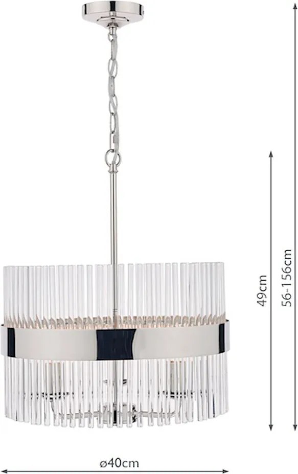 LAURA ASHLEY 3736027-Q ALEXA Kristály Függesztett Lámpa Fehér, Polírozott Nikkel E14 IP20