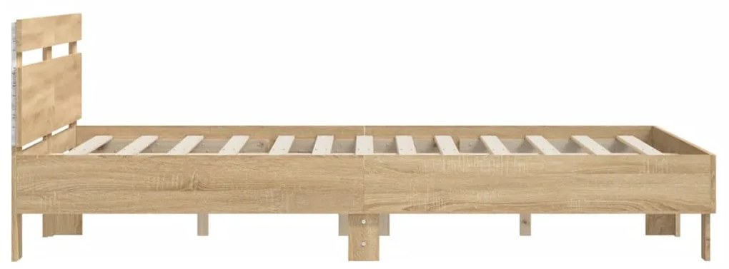 sonoma tölgy színű ágykeret fejtámlával és LED-del 140x190 cm