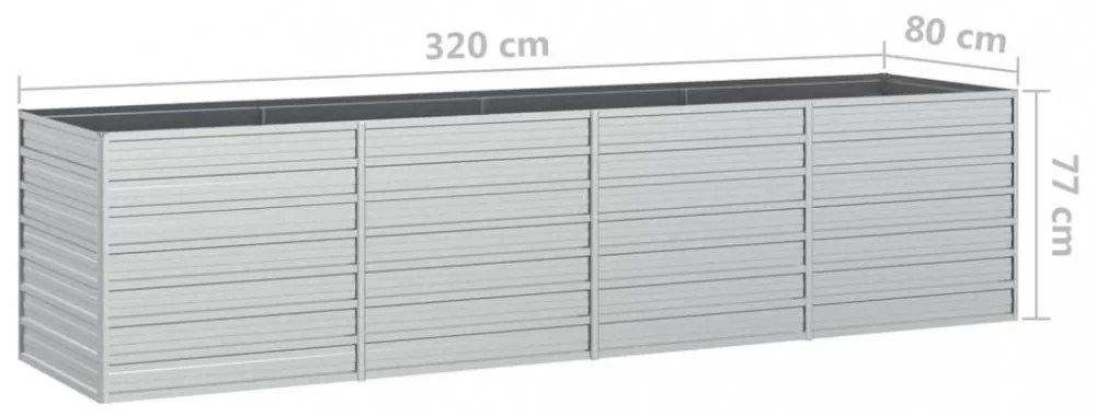ezüstszínű horganyzott acél kerti magaságyás 320 x 80 x 77 cm