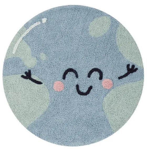 Kék mosható kézi szövésű pamut gyerek szőnyeg ø100 cm Big Big World – Lorena Canals