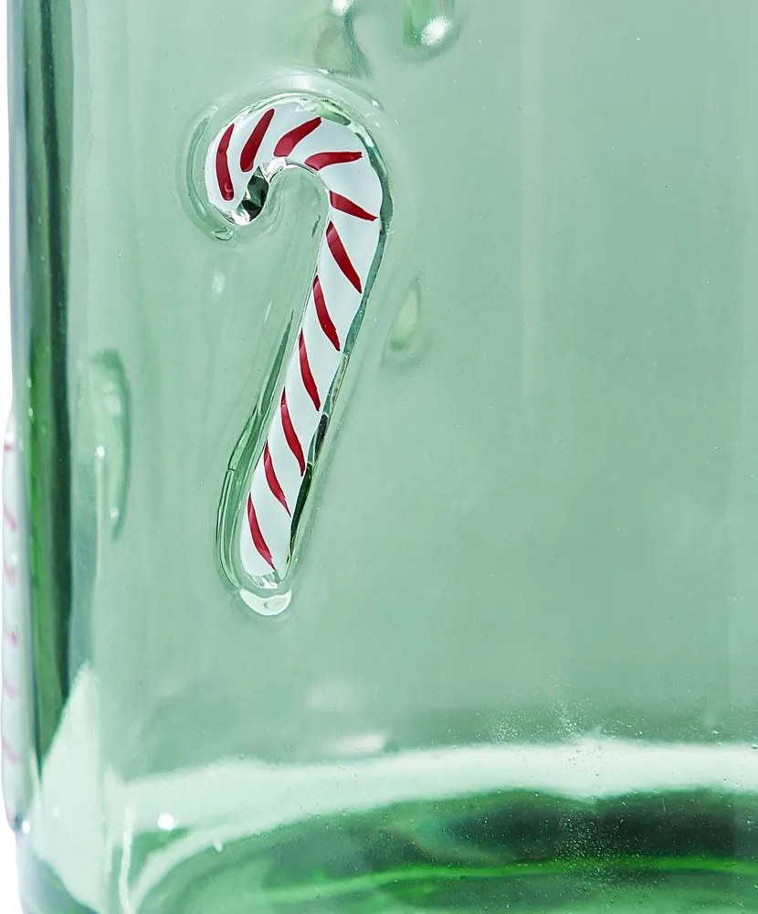 X-MAS üveg szélfogó zöld , cukorpálca