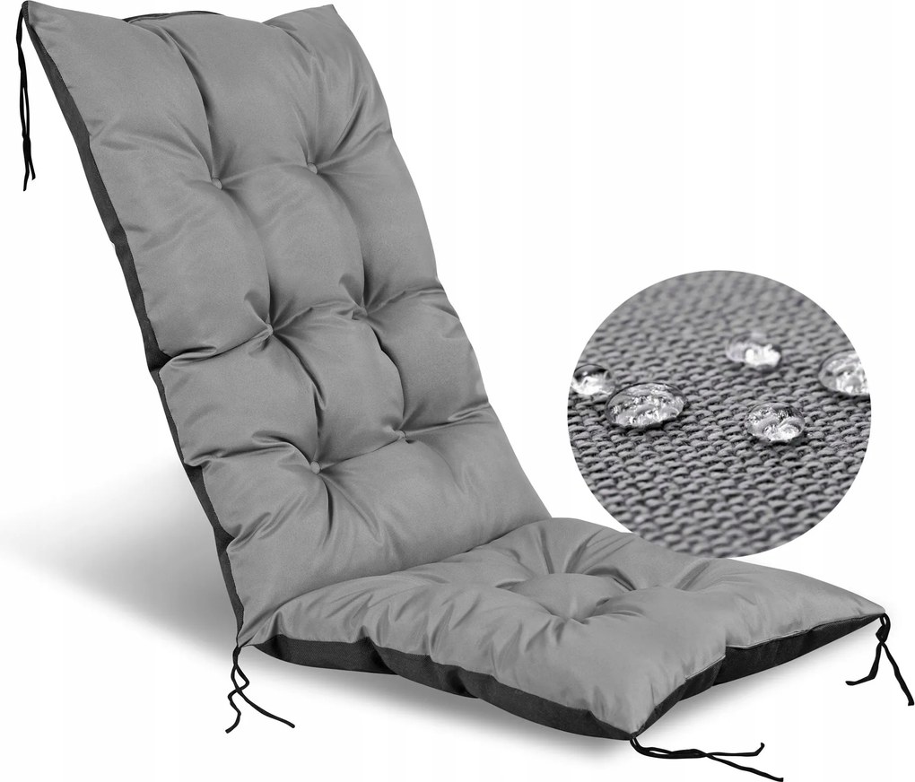 Kerti párna 50x50x80 cm kerti székhez Pad Vízálló Szürke
