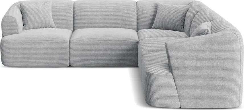 Világosszürke kordbársony sarokkanapé Campi – Cosmopolitan Design