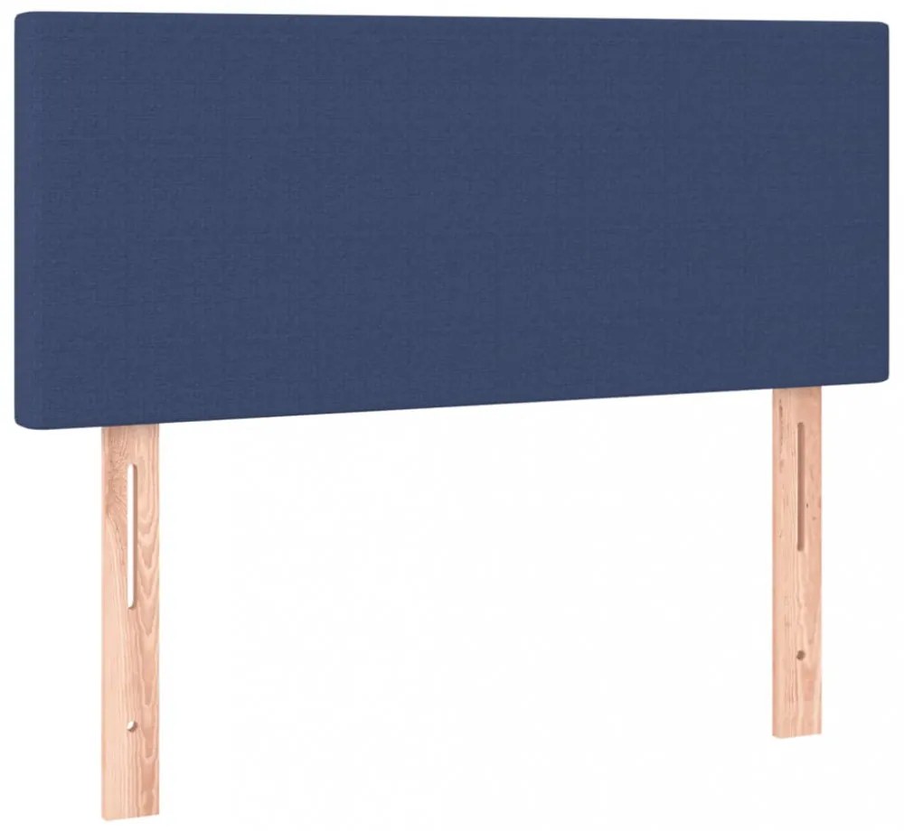 kék szövet rugós és LED-es ágy matraccal 90x190 cm