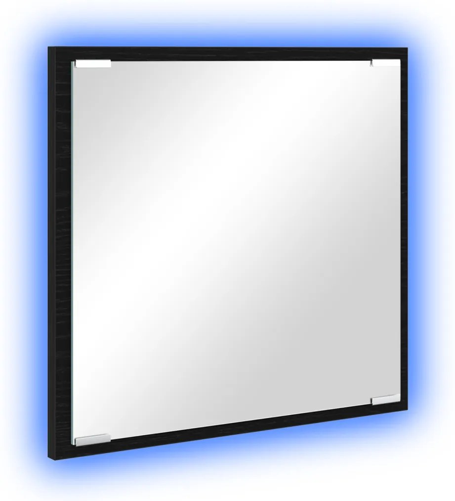 LED Fürdőszoba Tükör Fekete Tölgy 40x8.5x37 cm Műszaki Fa
