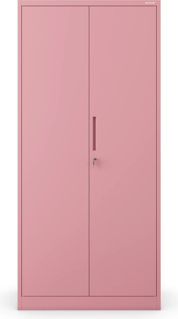 Magas fém irodai iratszekrény, púderrózsaszín, 900x1950x400 mm: JAN H Fresh Style