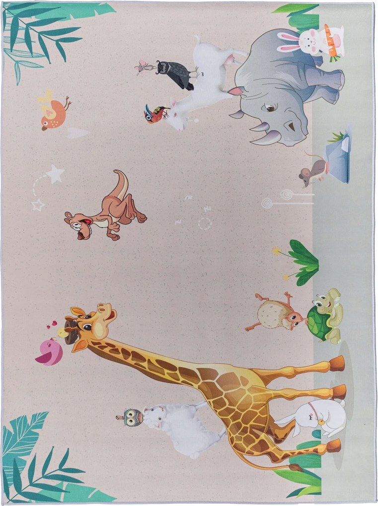 Gyerek szőnyeg Crystal Velvet 80x150 cm Szafari Dzsungel Zsiráf gyerekeknek
