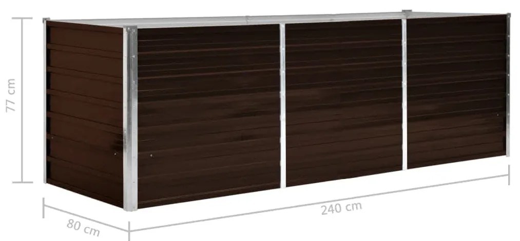 barna horganyzott acél kerti magaságyás 240 x 80 x 77 cm