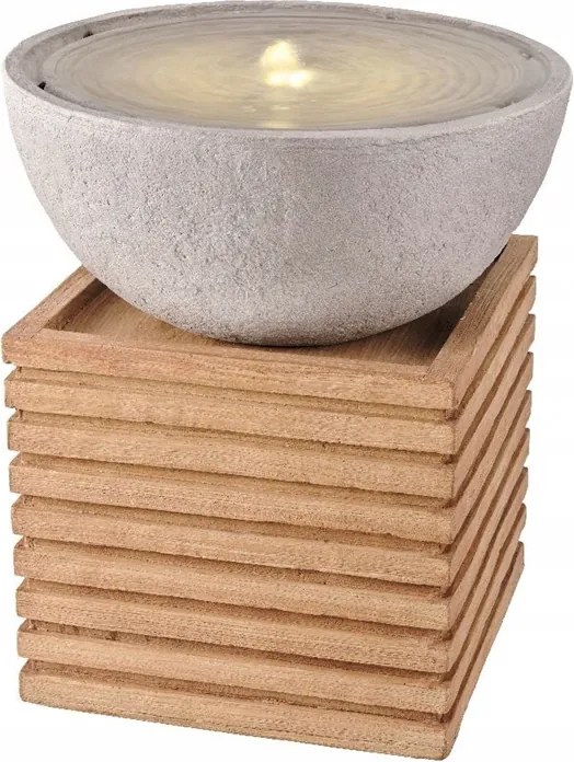 Kerti szökőkút fa alapon 44x50cm Szürke tál