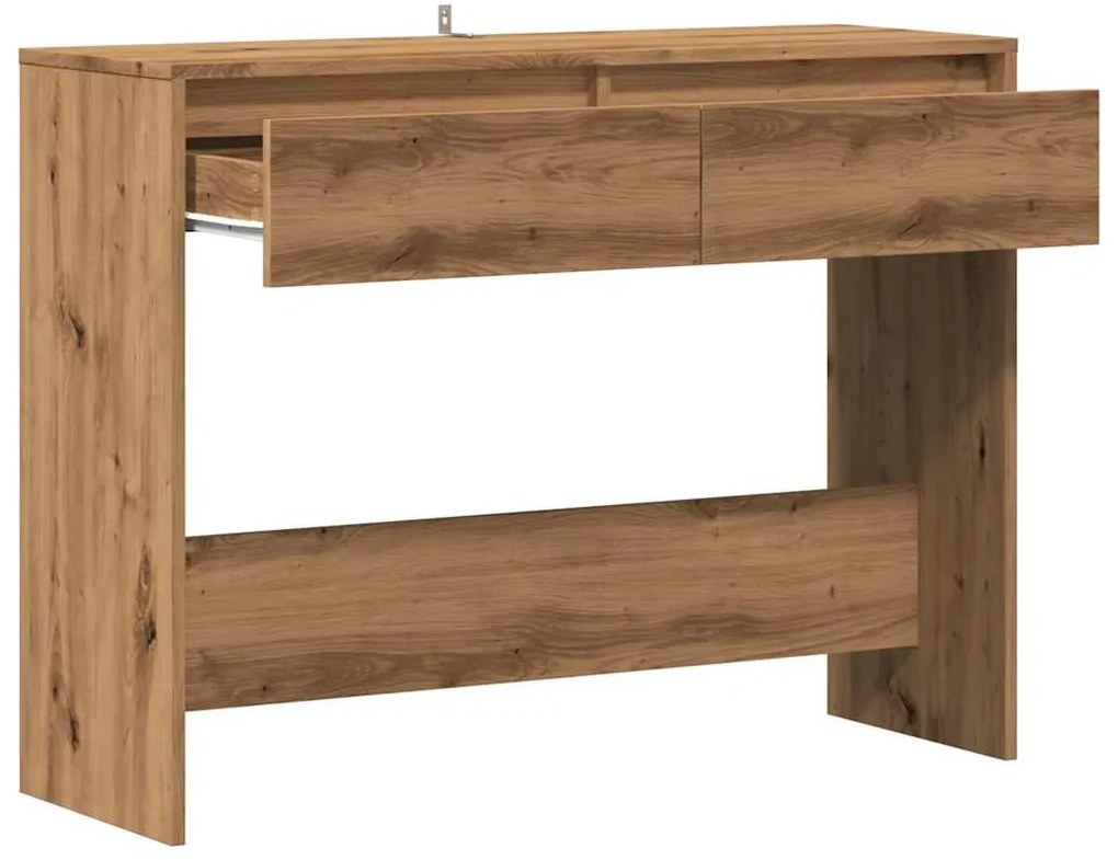 kézműves tölgy színű szerelt fa dohányzóasztal 100x35x76,5 cm