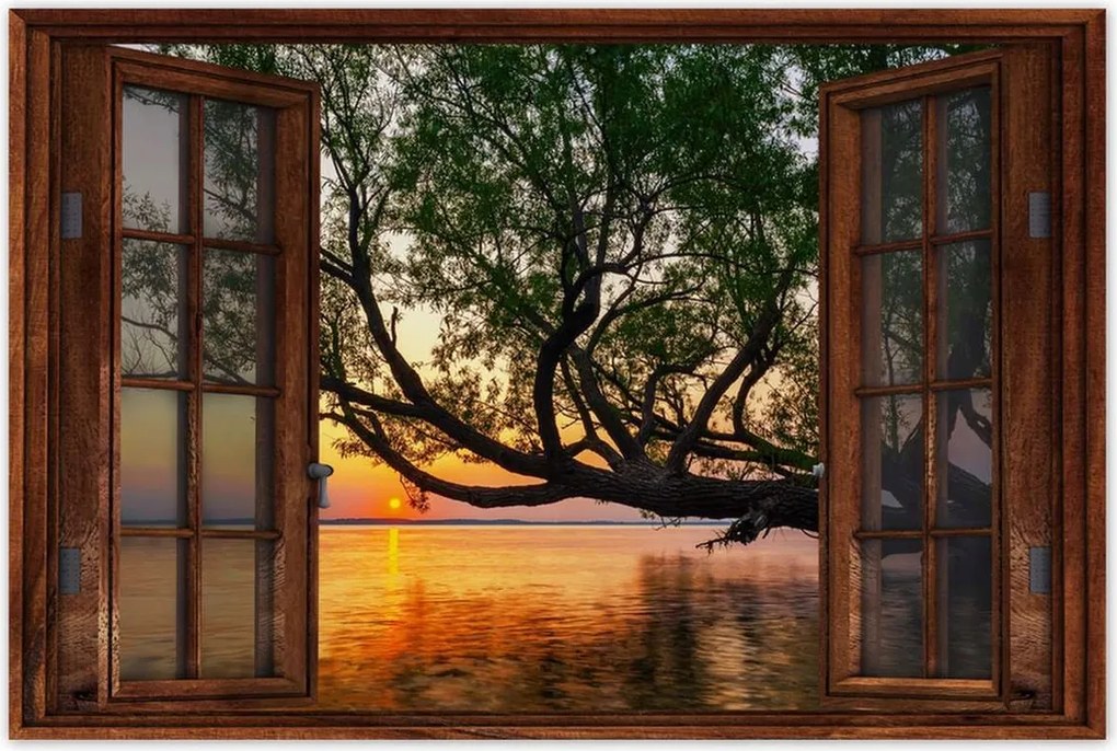 Poszterek 90x60 Fa Levelek Tó