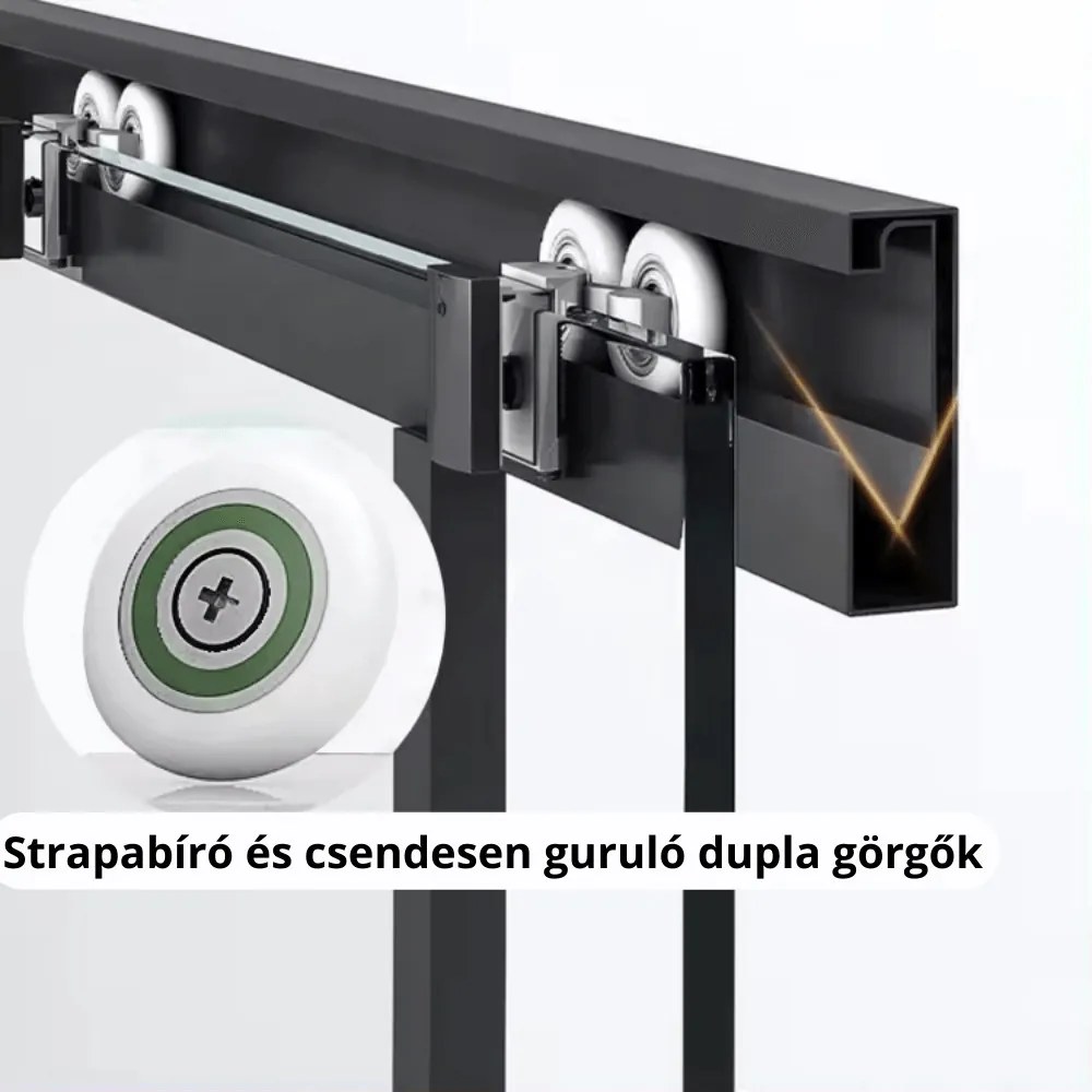 Stuxi Delhi Black 80x80 cm íves két tolóajtós zuhanykabin 6 mm vízlepergető biztonsági üveggel, fekete elemekkel, 190 cm magas
