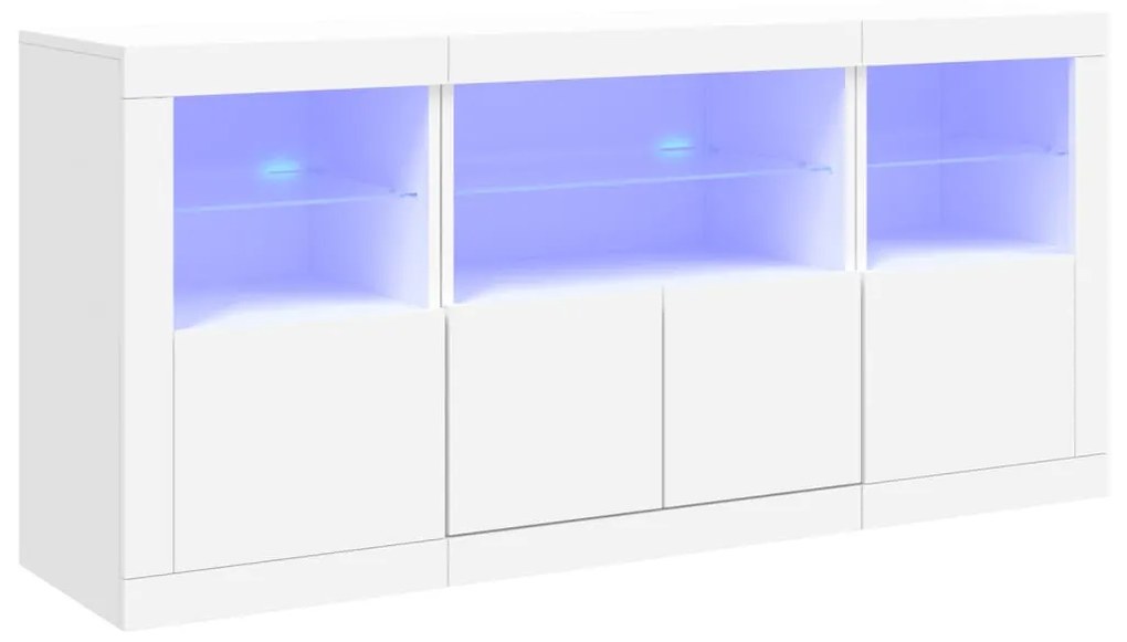 fehér tálalószekrény LED-világítással 142,5 x 37 x 67 cm