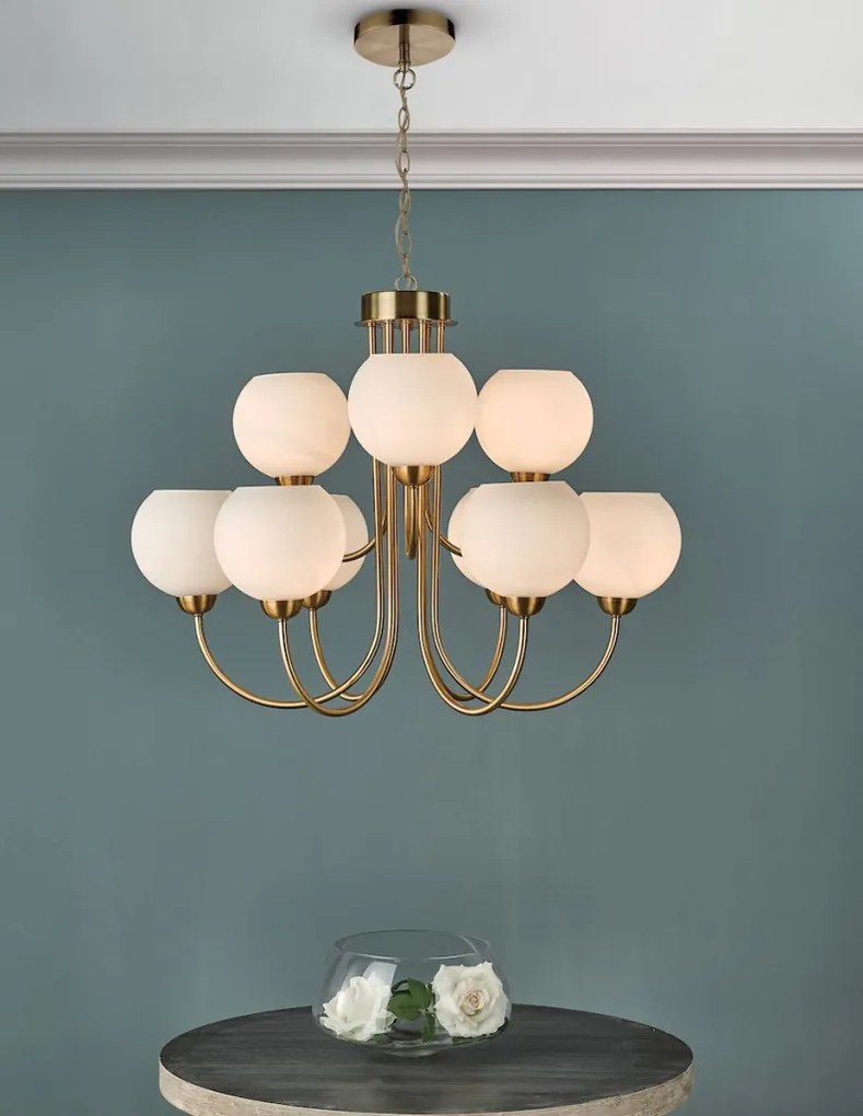 DAR LIGHTING IND1335 IDINA Glamour Csillár Sárgaréz, Opál E14 IP20