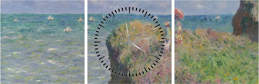 Kép - Claude Monet, Cliff Walk at Pourville, reprodukciók (órával) (90x30 cm)