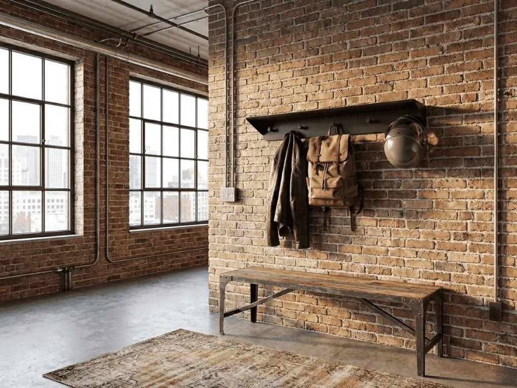 Fém falra szerelhető fogas KENAN 80 cm, fekete