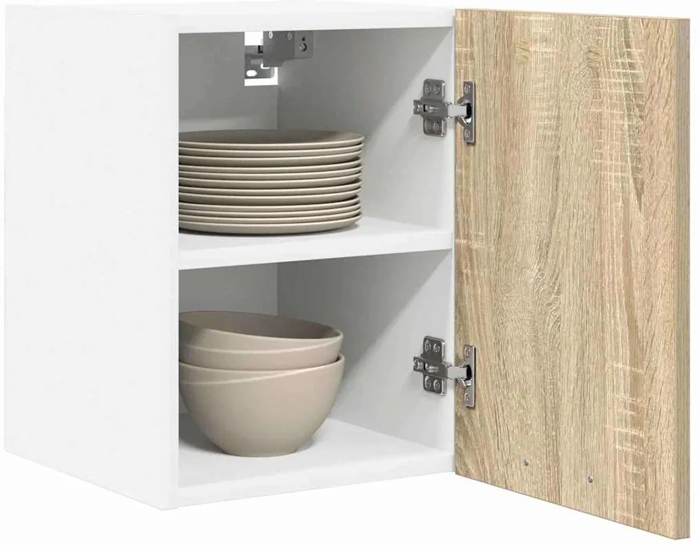 Függő szekrény Riga 2 pcs Sonoma tölgy és fehér 30 x 31 x 40 cm