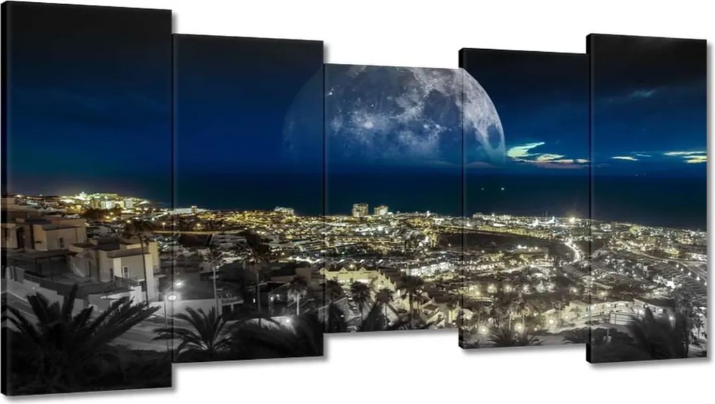 Festmények 150x80 Hold a város felett Éjszaka