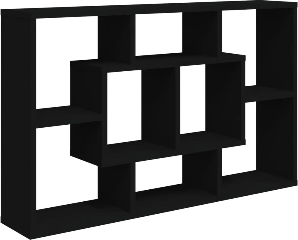 vidaXL fekete szerelt fa fali polc 85 x 16 x 52,5 cm