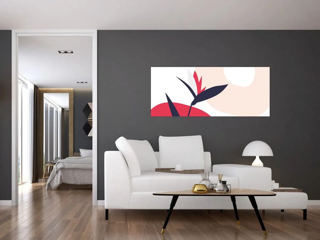Kép - Rózsaszín virágos absztrakció N⁰1 (120x50 cm)