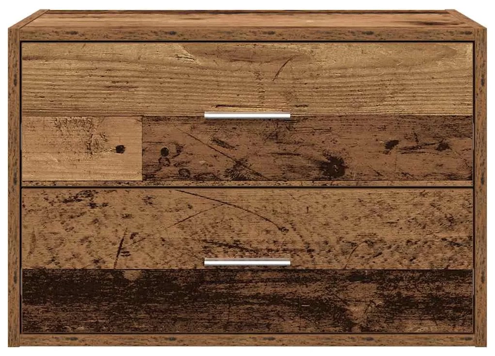 antik fa színű szerelt fa szekrény 2 fiókkal 60 x 31 x 40 cm