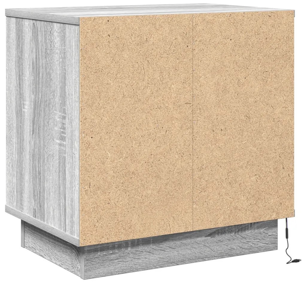 Éjjeli szekrény LED világítással 2 db Szürke Sonoma 50x34,5x50 cm