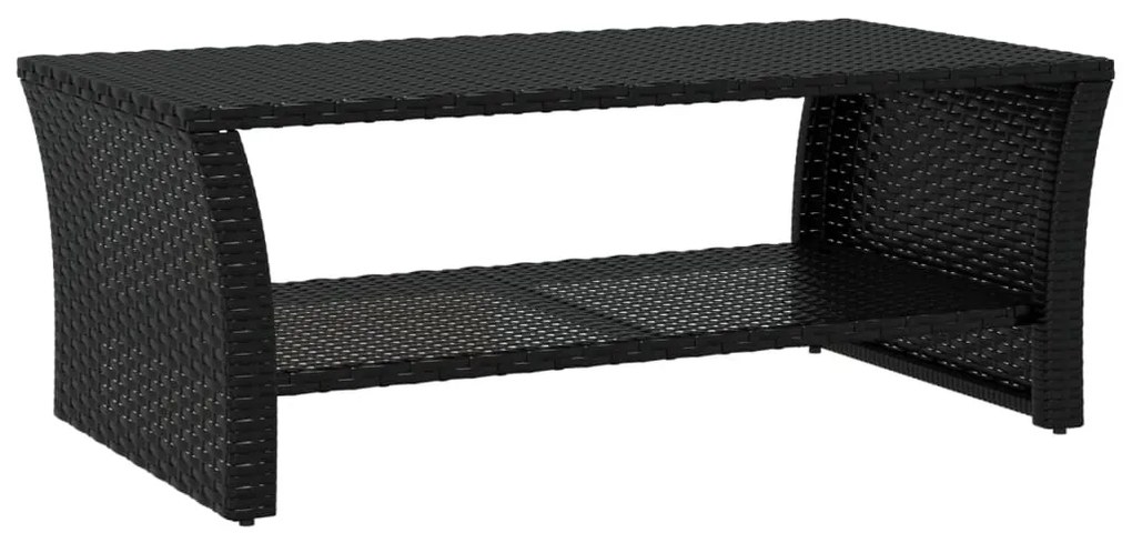 Fekete polyrattan dohányzóasztal 100 x 50 x 40 cm