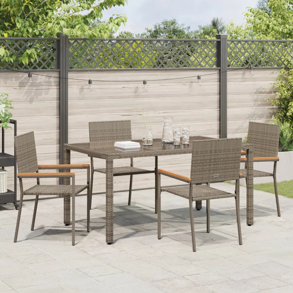 Kert étkező szett 5 pcs Szürke 150 x 90 x 75 cm polirattan