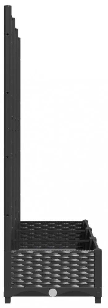 fekete kerti virágláda ráccsal 120 x 40 x 121,5 cm PP