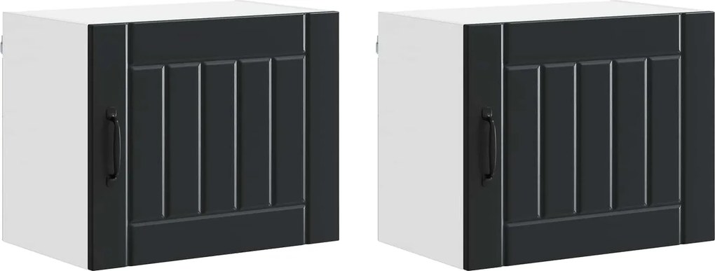 vidaXL Konyhaszekrény 2 pcs Fekete 50 x 31 x 40 cm Faanyag
