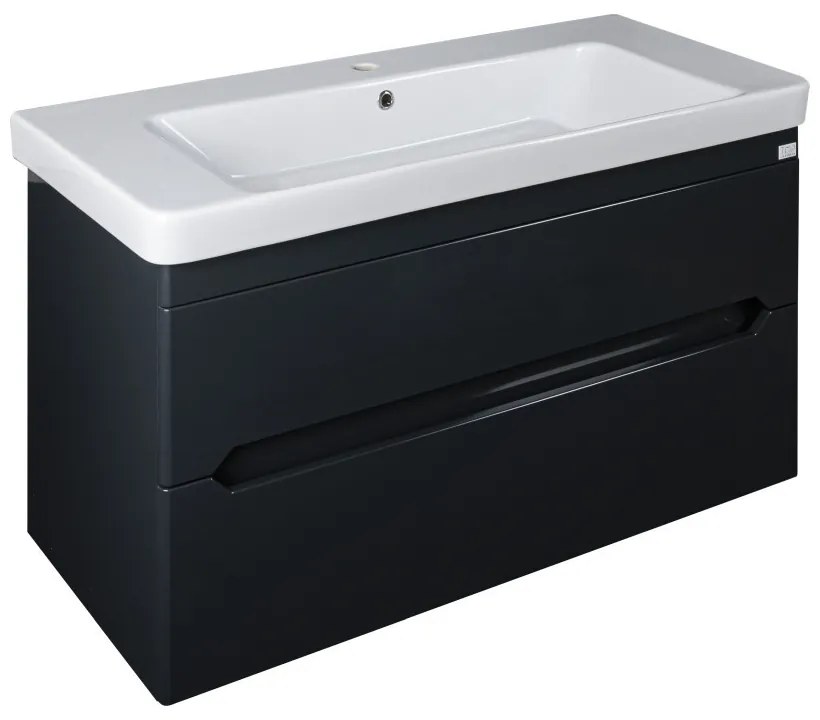 TMP SHARP 105 - FEKETE - fali fürdőszobabútor- Sanovit LUXURY 11105 mosdóval - 105 x 46 cm