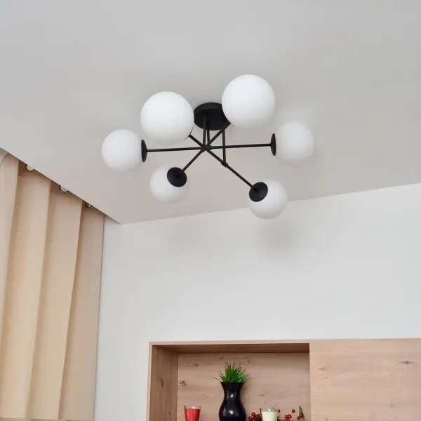 Felületre szerelhető csillár MOON 6xE27/15W/230V fekete