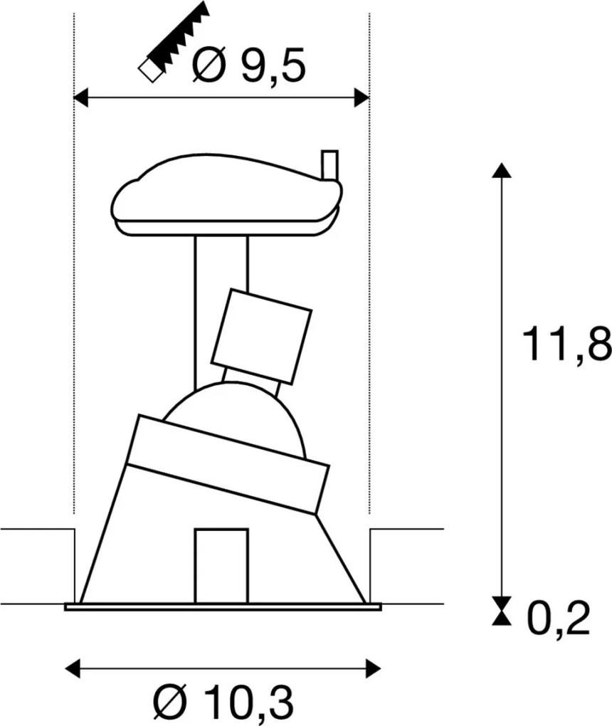 SLV HORN 113151 Beépíthető spotlámpa 1x50W/GU10 IP20/IP44